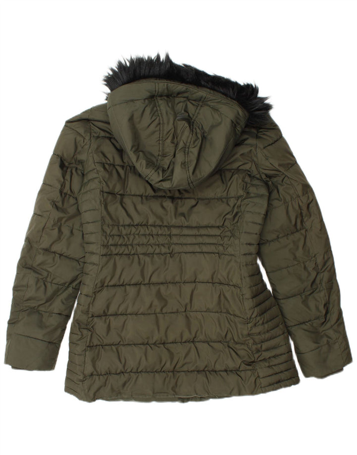 HOBBS Polstret hættejakke til kvinder UK 10 Small Khaki Polyester