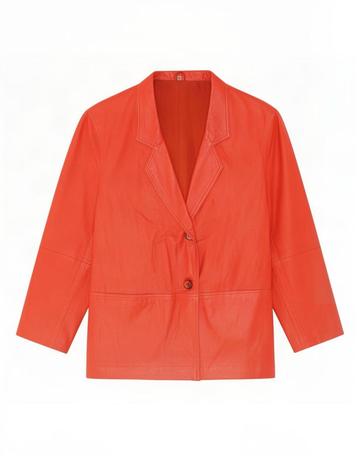 Giacca blazer in pelle vintage da uomo a 2 bottoni EU 44 XL rossa