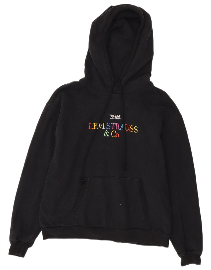Levi's Mens Graphic Hoodie Jumper Small Black Cotton