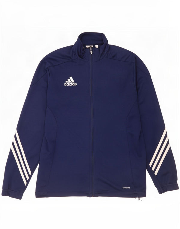 Giacca superiore della tuta da uomo Adidas Climalite media poliestere blu navy