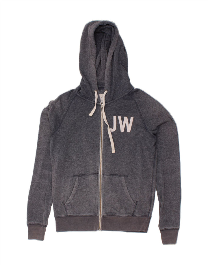 JACK WILLS Womens Graphic Zip Hoodie Sweater UK 10 Small Grey Polyester Vintage Jack Wills and Second-Hand Jack Wills from Messina Hembry 