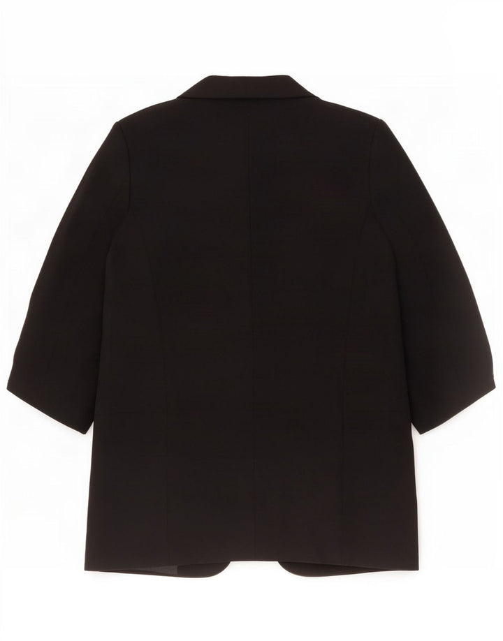 Zara Womens 3/4 Sleeve Open Blazer Jacket UK 10 Small Black Polyester