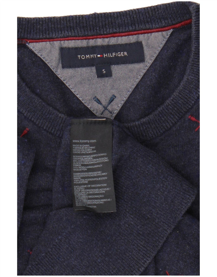 Tommy Hilfiger Mens Crew Neck Jumper Sweater Small Navy Blue Polyester