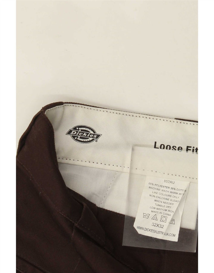 Dickies Mens Loose Fit Cargo Trousers W32 L32 Brown Polyester