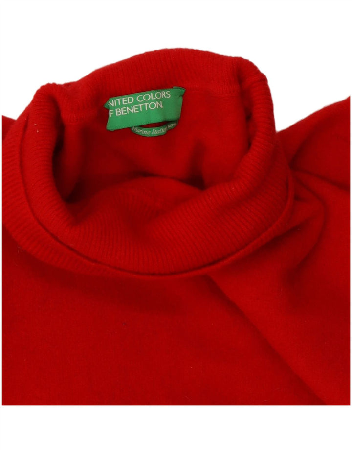 Benetton Womens Crop Roll Neck Jumper Sweater UK 10 Small Red