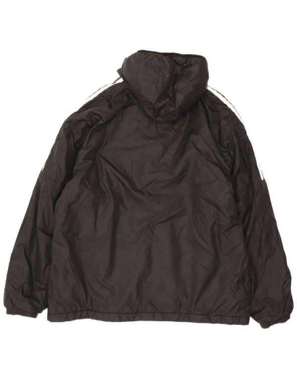 Adidas Mens Hooded Padded Jacket UK 42 XL Black Polyester