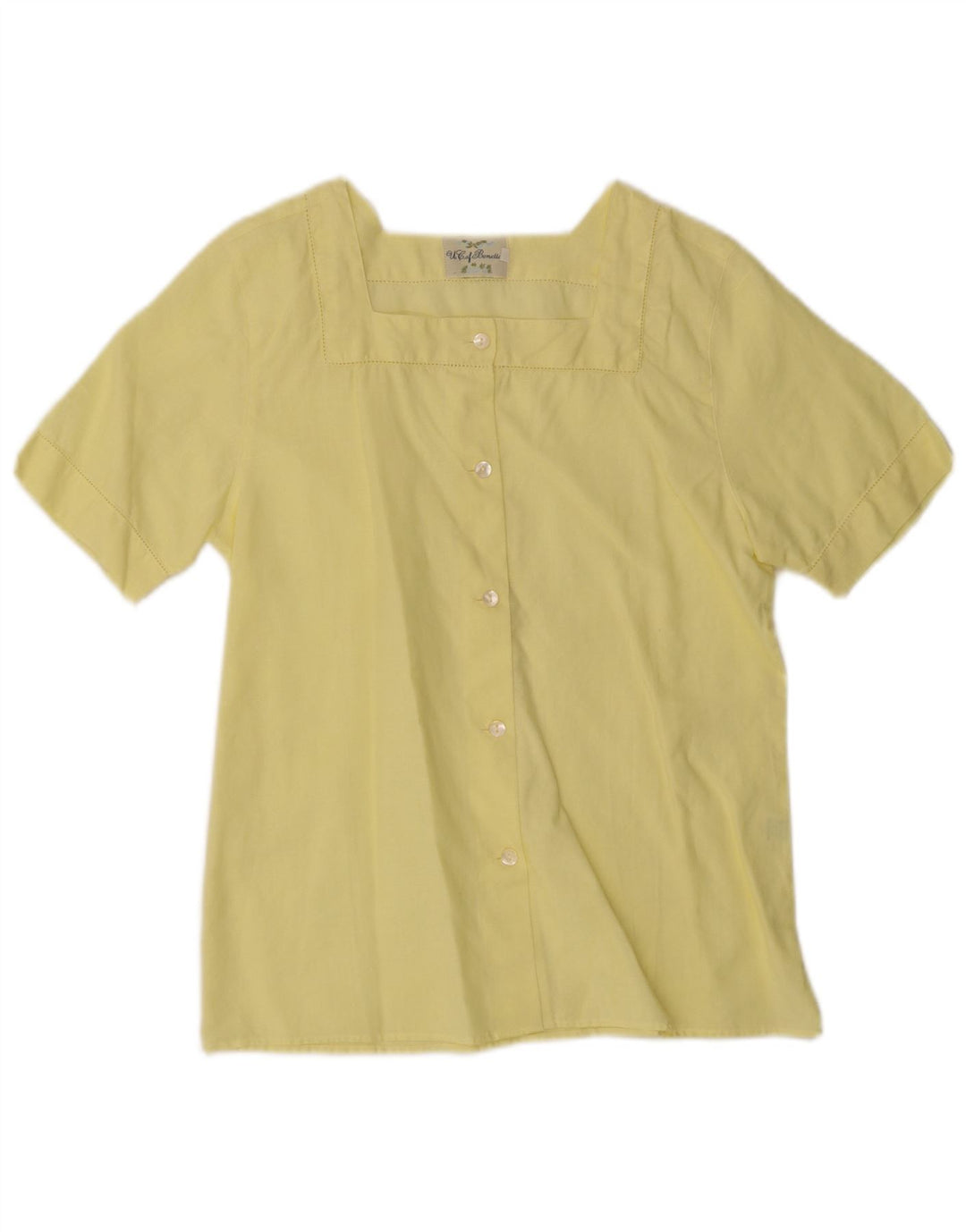 Benetton Dame Kortærmet Bluse IT 42 Medium Gul Linen