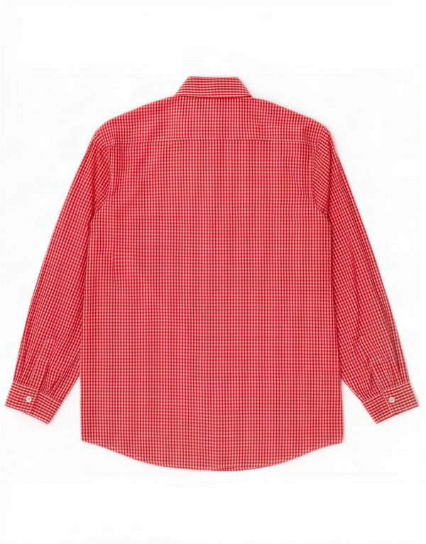 Benetton Jungen O12 Hemd, 8–9 Jahre, große rote Gingham-Baumwolle