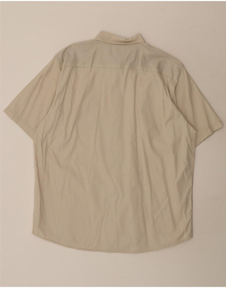 WRANGLER Mens Short Sleeve Shirt Large Beige Cotton