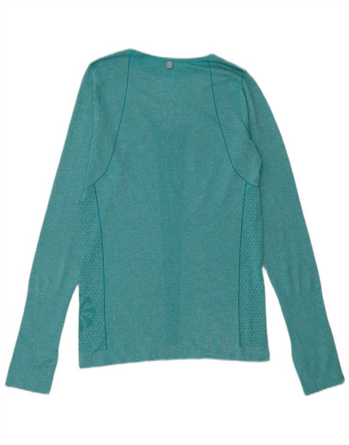 Nike Damen Dri Fit Top Langarm UK 10 Small Grün geflecktes Polyester