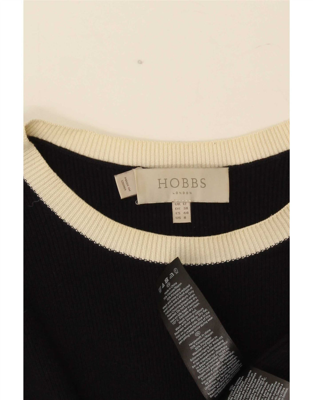 Hobbs Womens Jumper Dress UK 12 Medium Navy Blue Rayon