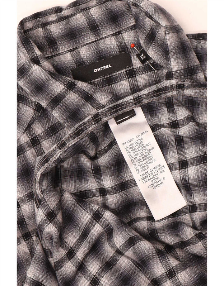 Diesel Mens Shirt Medium Black Check Cotton