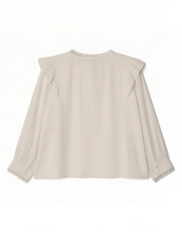 Zara Γυναικεία μπλούζα με 3/4 μανίκια Τοπ UK 16 Large White Polyester