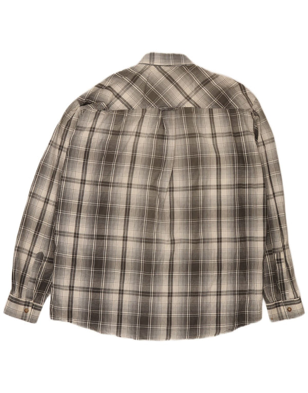 Camisa Marlboro Classics Hombre Grande Gris Cuadros Algodón