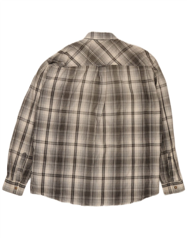 Camisa Marlboro Classics Hombre Grande Gris Cuadros Algodón