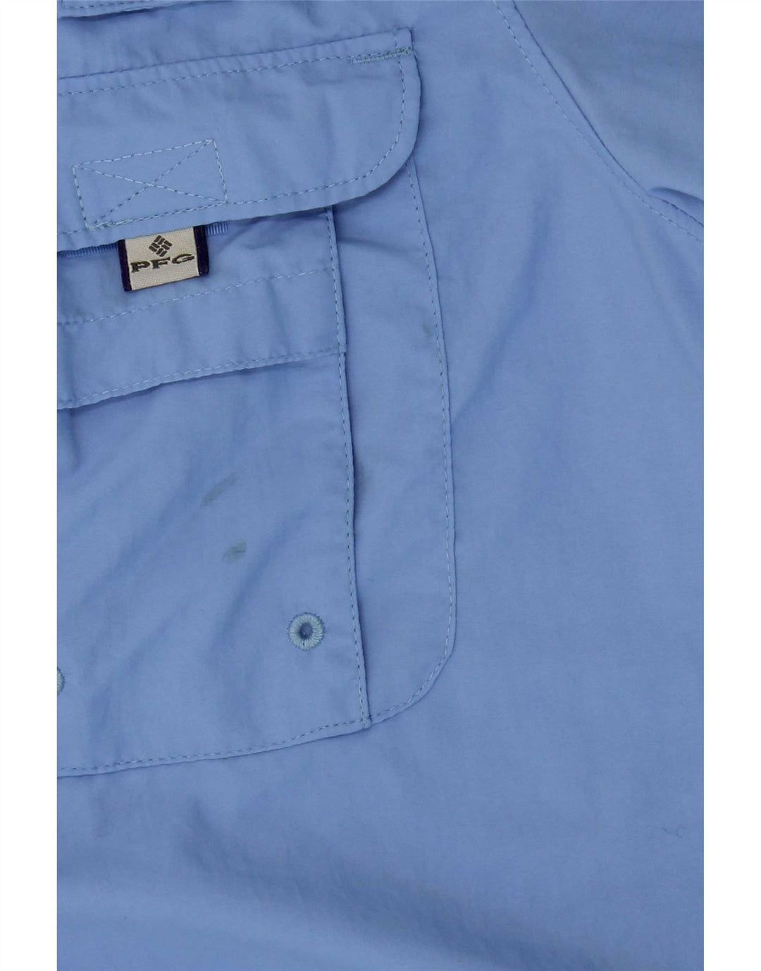 Columbia Womens Short Sleeve Overshirt Shirt Large Blue Nylon