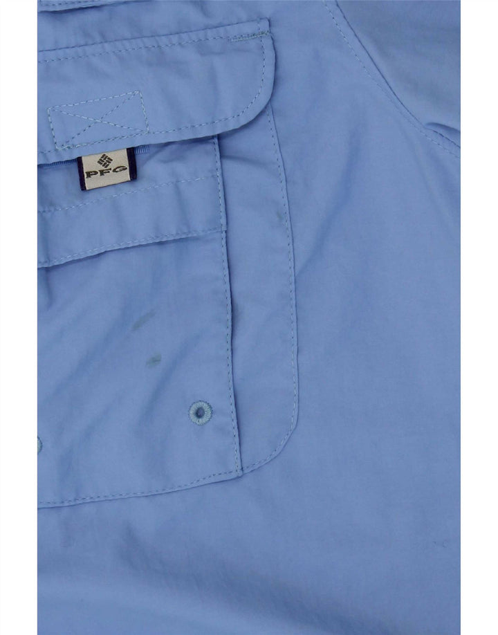 Columbia Womens Short Sleeve Overshirt Shirt Large Blue Nylon