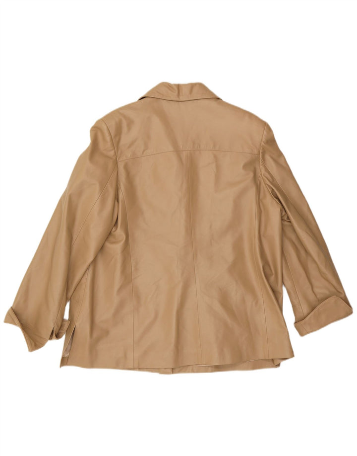 Giacca in pelle vintage da donna UK 16 grande beige