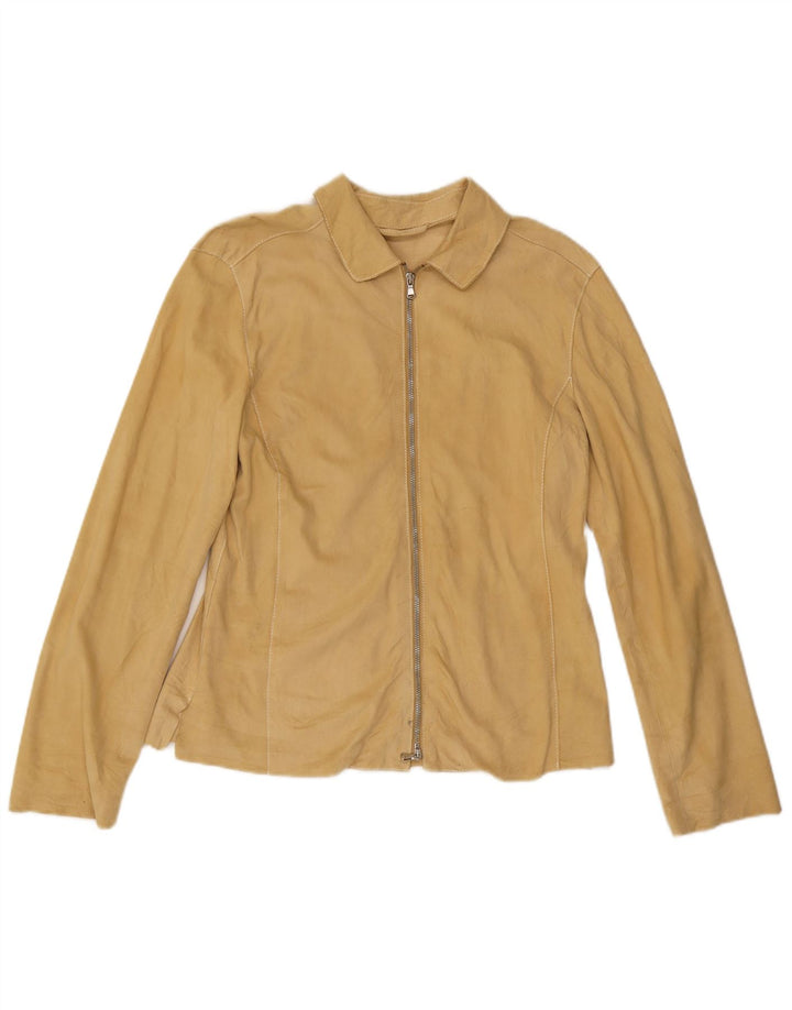 VINTAGE Womens Bomber Jacket UK 14 Medium Beige