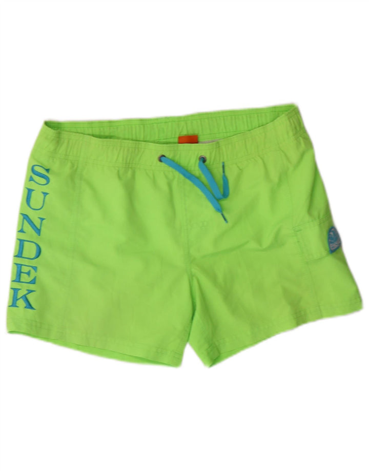 SUNDEK Boys Graphic Swimming Shorts 13-14 Years Green Polyester