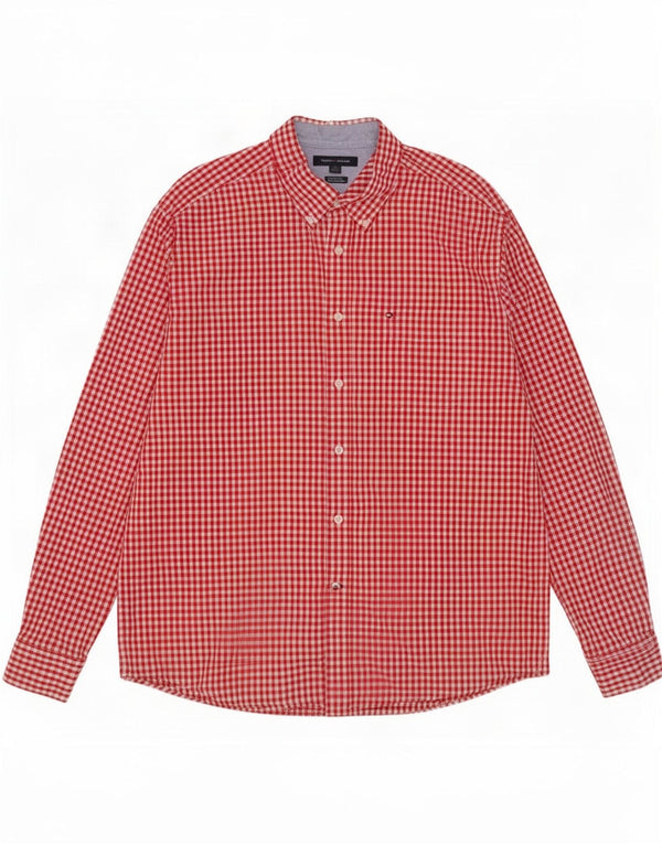 Tommy Hilfiger Mens Classic Fit Camisa XL Vermelho Algodão Gingham