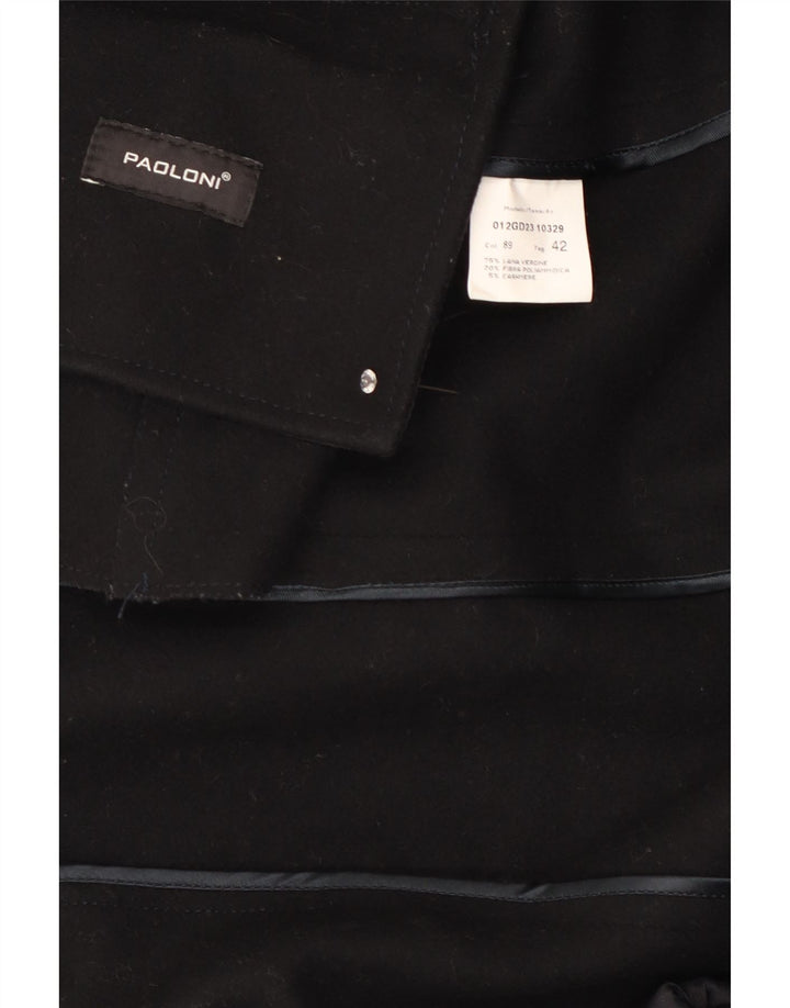 Paoloni Womens Blazer Jacket IT 42 Medium Black Wool