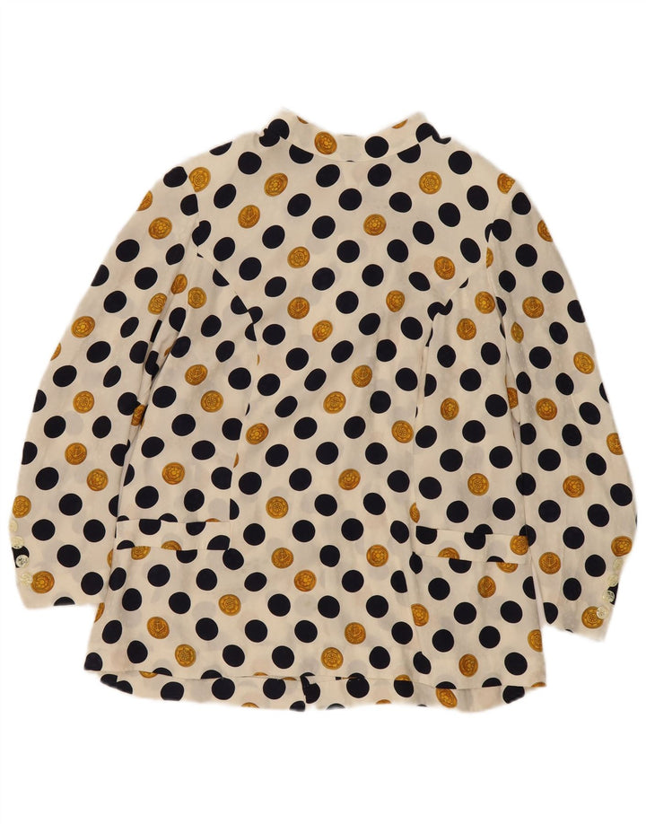 Vintage Womens Blouse Top UK 16 Large Beige Polka Dot