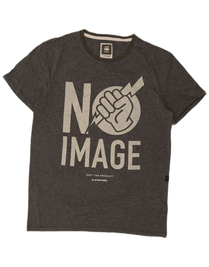G-STAR Mens Graphic T-Shirt Top Large Grey Cotton