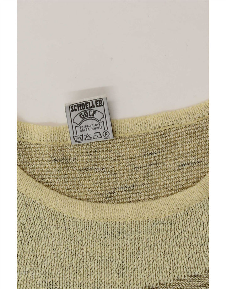 Freya Womens Graphic Boat Neck Jumper Sweater UK 14 Medium Yellow
