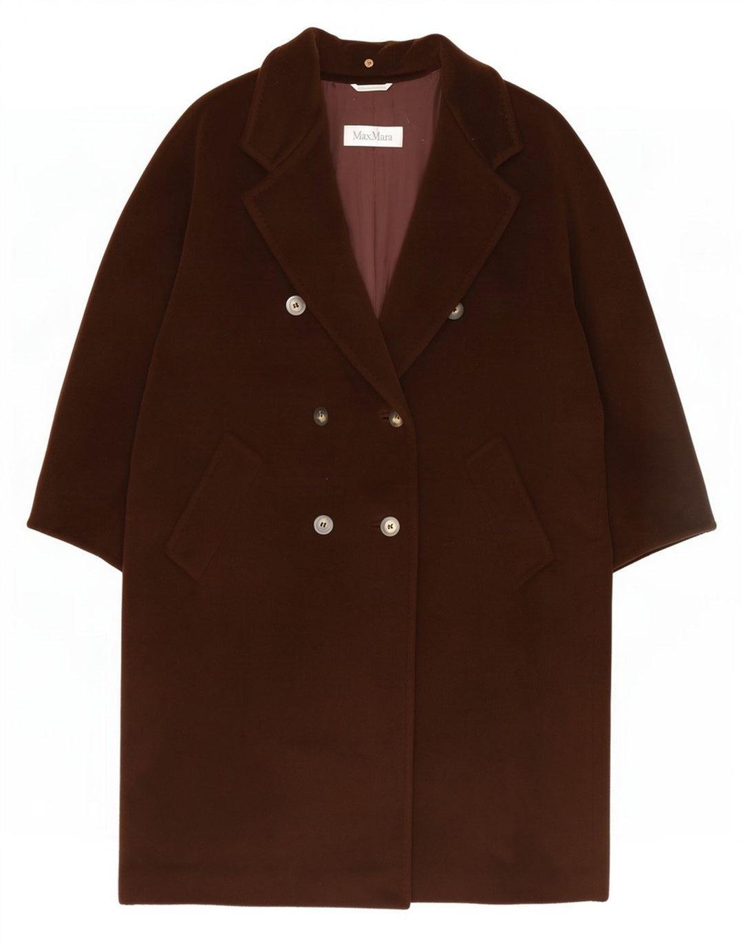 Max Mara Womens Oversized Double Breasted Coat UK 14 Large Brown
