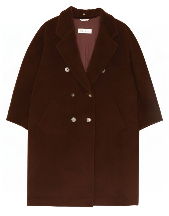 Max Mara Womens Oversized Double Breasted Coat UK 14 Large Brown