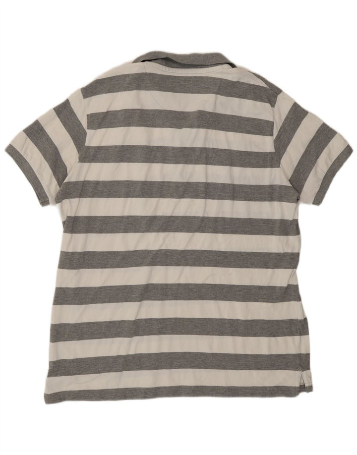 Woolrich Mens Polo Shirt 2XL Grey Striped Cotton