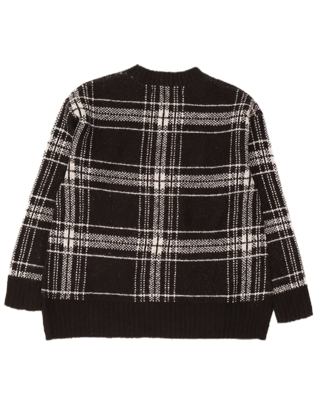 Marks & Spencer Womens Crew Neck Jumper Sweater UK 10 Small Black Check