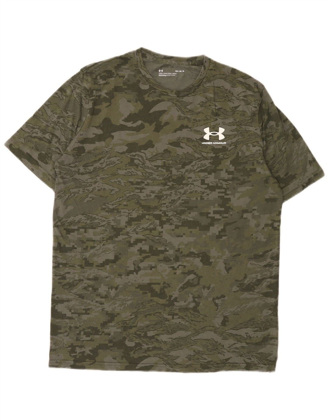 Under Armour Mens T-Shirt Top Medium Green Camouflage