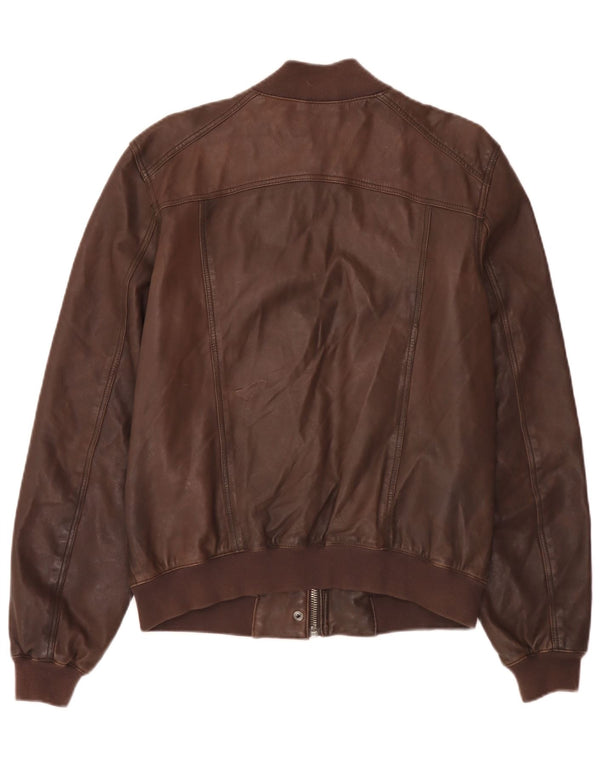 Jaqueta de couro masculina vintage UK 40 grande marrom