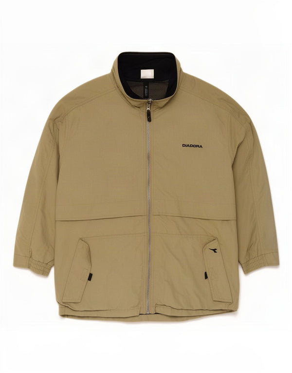 Diadora Mens Rain Jacket UK 40 Large Khaki Polyamide