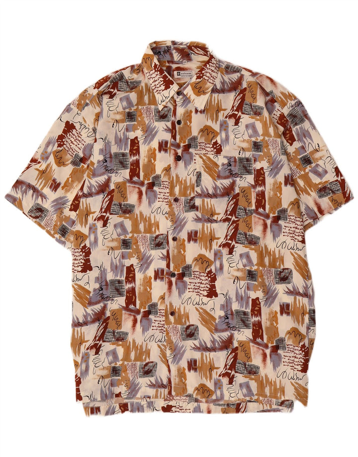 Vintage Herren-Hemd mit abstraktem Muster, 2XL, mehrfarbig, Farbblock