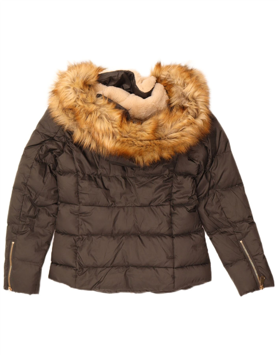 Zara Damen-Jacke mit Kapuze, gepolstert, UK 6, XS, Grau, Polyester