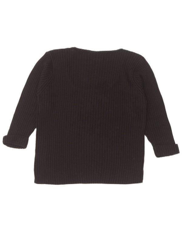 Vintage Womens 3/4 Sleeve Boat Neck Jumper Sweater UK 14/16 Large Black