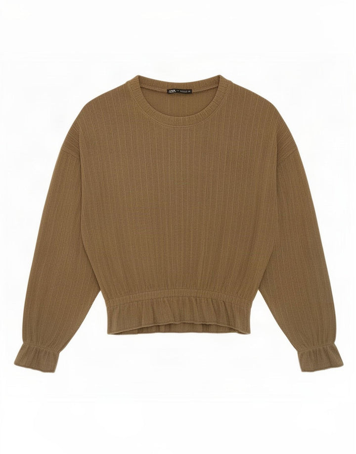 Zara Damen Top Langarm UK 14 Medium Khaki