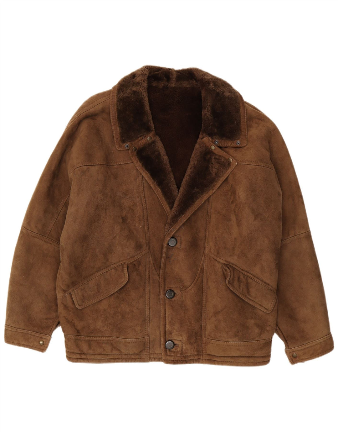 Vintage Mens Shearling Jacket UK 40 Large Brown Shearling