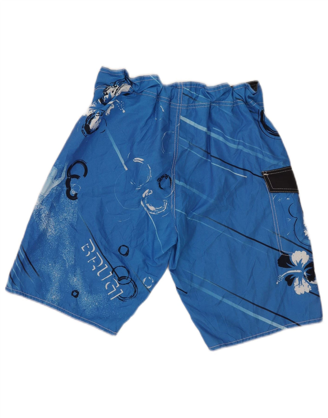 Brugi Mens Graphic Swimming Shorts Small Blue Floral Polyester