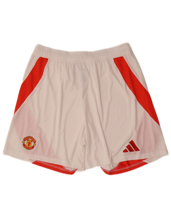 Adidas Mens Manchester United Sport Shorts XL White Colourblock Polyester