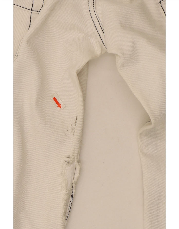 Armani Womens Distressed Straight Jeans W32 L30 White Cotton