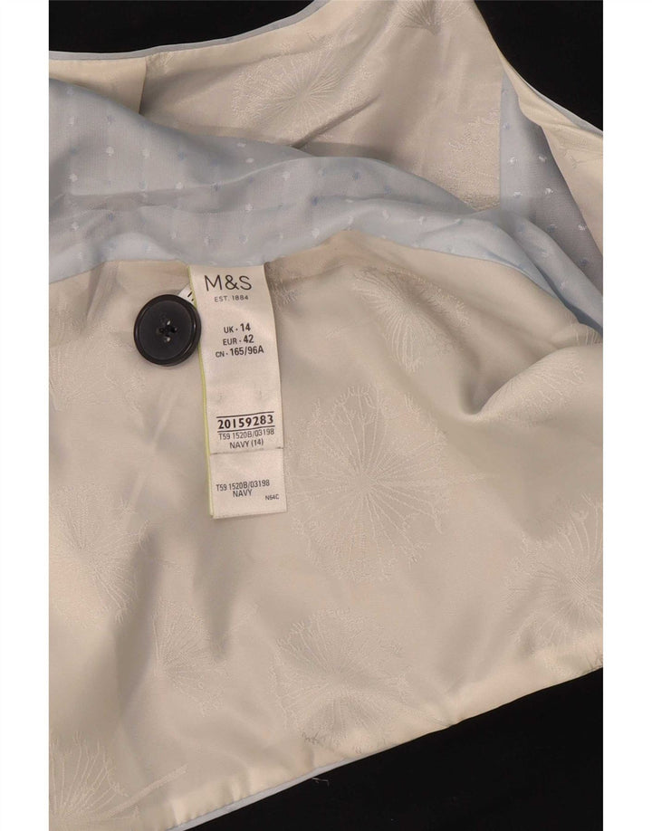Jaqueta blazer feminina Marks & Spencer com 1 botão Reino Unido 14 grande azul marinho