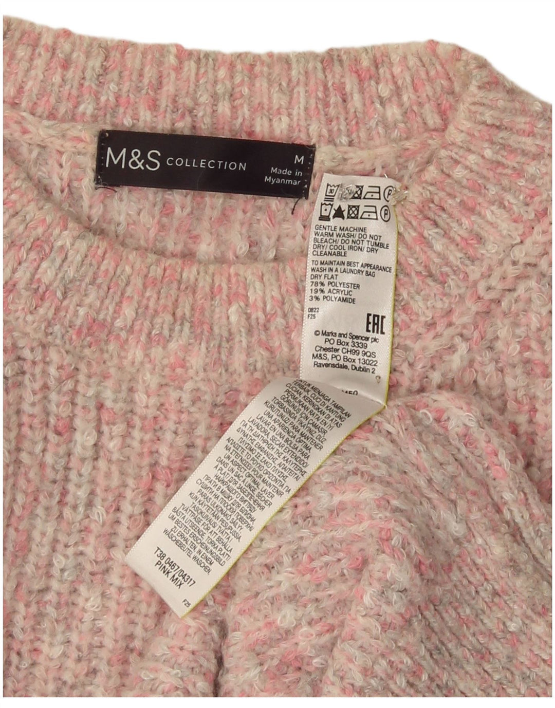 Marks & Spencer Dame sweater med rund hals DK 14 Medium Pink Flecked