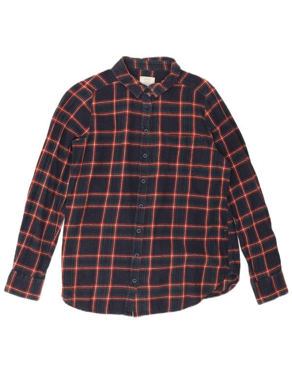 Fat Face Dame Flanell Shirt UK 10 Small Navy Blue Ternet Bomuld