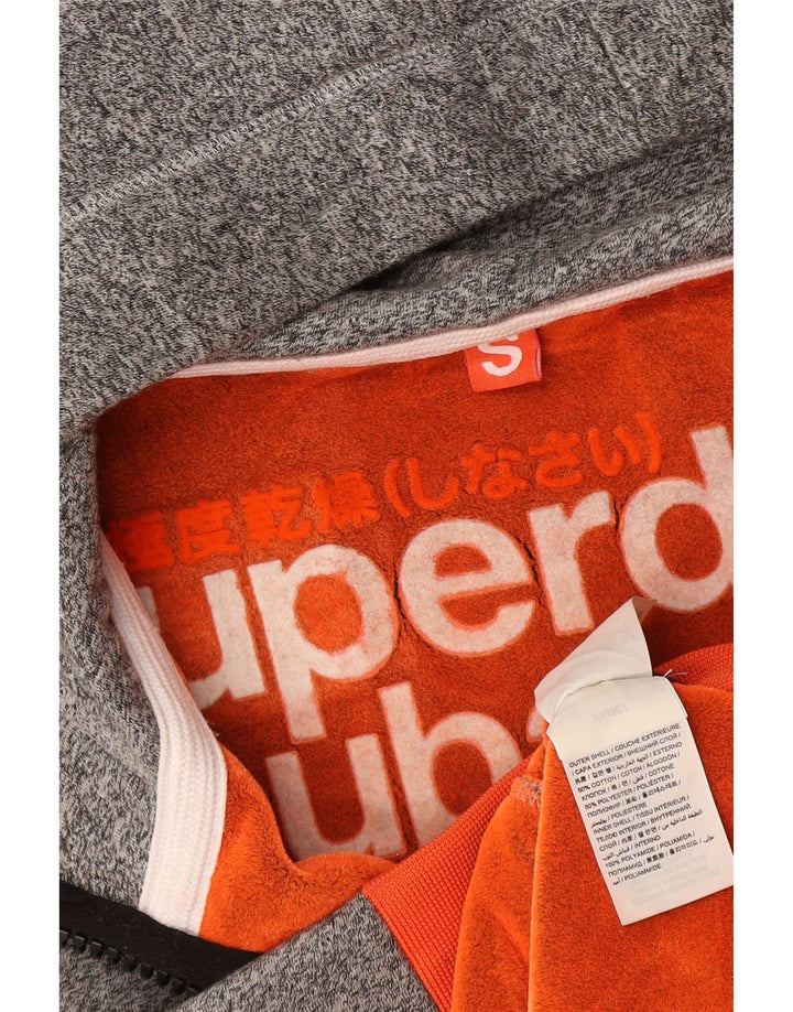 SUPERDRY Mens Zip Hoodie Sweater Small Grey Flecked Cotton
