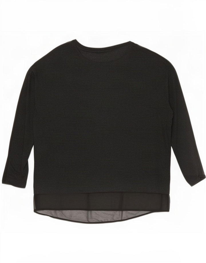 Zara Mujer Top Extragrande Manga Larga UK 44 Viscosa Negra Mediana