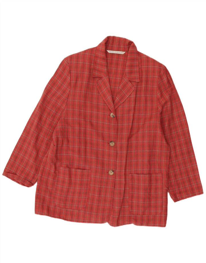 MARKS & SPENCER Damen-Blazerjacke mit 3/4-Ärmeln, UK 18, XL, rot kariert